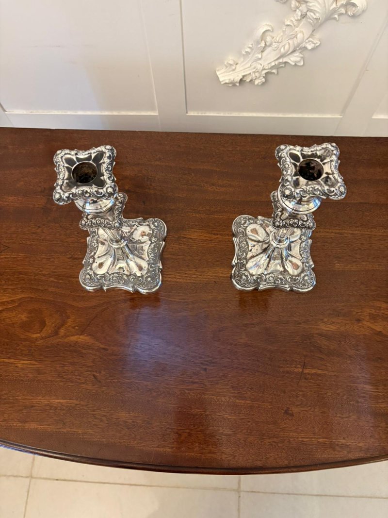 Pair of Antique Edwardian Quality Sheffield Silver Plated Candlesticks - Image 3